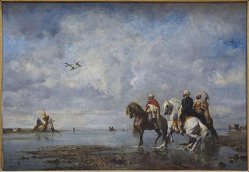 Eugene Fromentin Hunting heron, Algeria Norge oil painting art